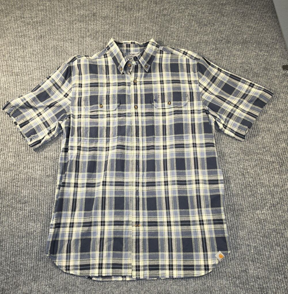 Carhartt Short Sleeve Shirt Blue Plaid Size XL Excellent shirt
